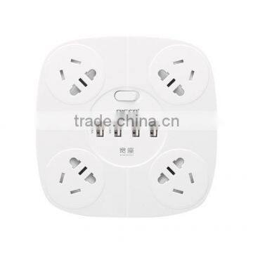 2500W, 10A Power Strip Multi-Outlets with 4 AC Plugs and 4 USB Ports Smart USB Charger for Home/Office