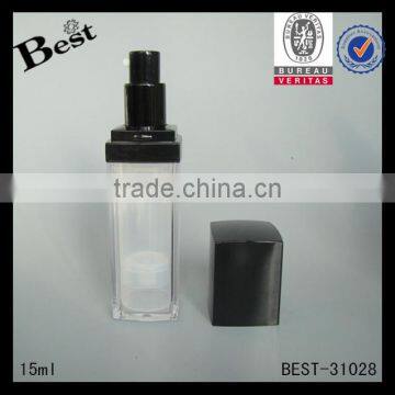 15ml  china promotion clear double wall cosmetic lotion serum cream airless cosmetic pump bottle with black pump