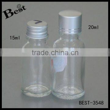 15ml 20ml 50ml clear glass essential oil bottle with aluminum cap