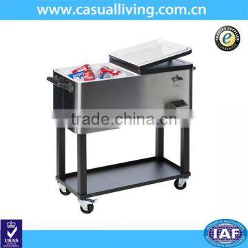 Hot Sell Outdoor Stainless Steel Portable Rolling Cooler Cart with Shelf