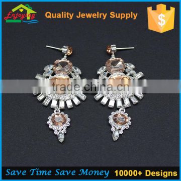 new design earrings colored stone chandelier earrings wholesale