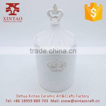 sublimation blank ceramic cookie jar with Crown lid