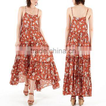 Gypsy Long Dress Chiffon New Style Women Maxi Dress With Full Tiered Skirt HSd5174