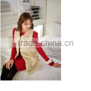 Sweet Charm Round Collar Sleeveless Girl's Long Imitation Fur Waistcoat