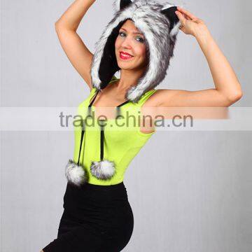 Funny Cute Christmas Cosplay Silver Fur Fox Ears Hat photo-2