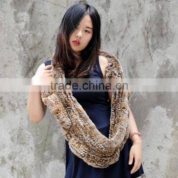 CX-S-32B Ladies Fashion Wholesale Snood Rex Rabbit Fur Scarf photo-2