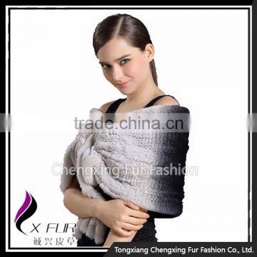 CX-B-106D 2016 Chinese Fashion Women Scarf Wholesale Rex Rabbit Fur Shawl photo-2