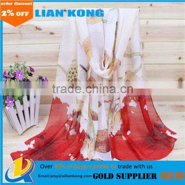 custom digital print with Dandelion Pattern Scarf silk scarf Chiffon scarf