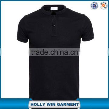 Men short sleeve black band collar plain polo shirt cusom design