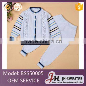 Fashion Cute Design Baby Knitted Pink Sweater Clothing Infant Pant Coats Set photo-4