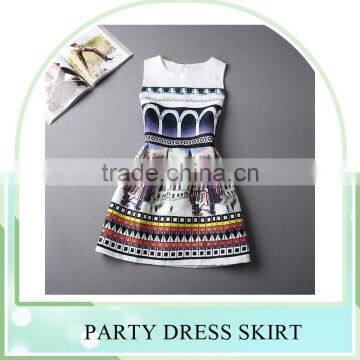 Promotional ! 2016 summer style printing dress skirt, women sleeveless party dresses, Custom women dress