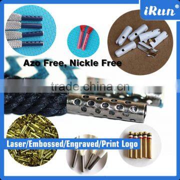 Shoelace Ends Decorative Metallic Printed Aglets Customized Engraved or Embossed Logo Shoelaces Aglets Tipping Muti-Colored