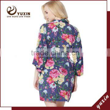 Wedding Bridal Party Short Cotton Floral Robe floral bridesmaid robe FR0048