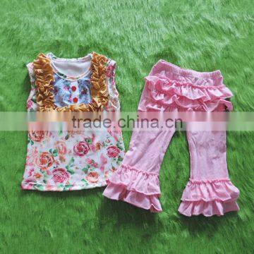 Wholesale Baby Clothes Set Fashion Cute Floral Pattern Tops Kids Boutique Clothing 2 Pcs Set Girls Outfits photo-4