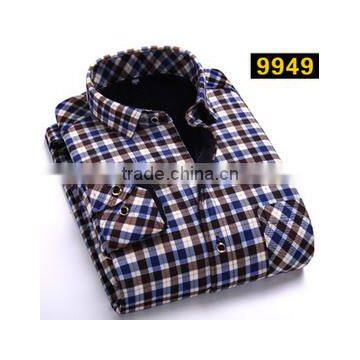 Custom Lined Plaid Flannel Warm Slim Fitted Hawaiian Shirt Latest Shirt Designs for Men 2015 photo-6