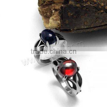 Garnet Stainless Steel Gemstone Ring