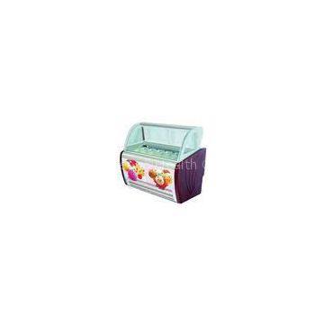 Curved Glass 6 Containers Ice Cream Scoop Display Freezer Cabinet With T5 / LED Light