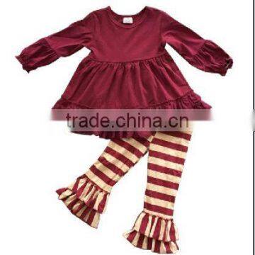 2017 New Design Baby Girl Spring/autunm Outfits Wine Red Dress With Pants Baby Suit photo-2