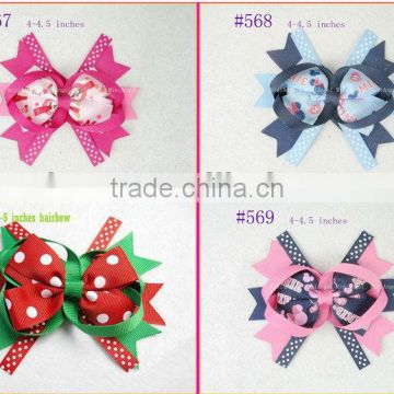 4-4.5inch hair bow,colorful ribbon hair clip,flower hair clip