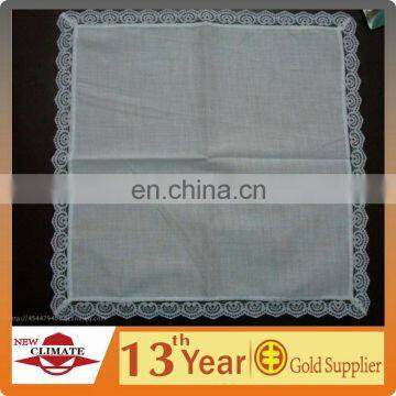 100% Cotton Material and Woven Technics white lace handkerchief