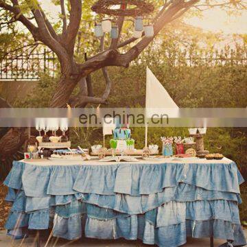 Layered Denim in Different Table Skirting Styles