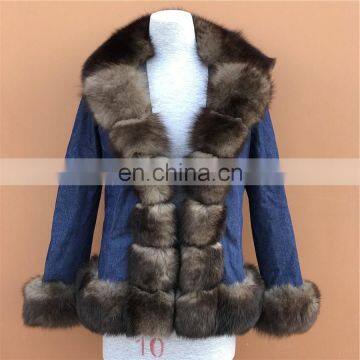 Fashion Woman OEM Wholesale Fox Fur Trim Hood Real Fur Parka