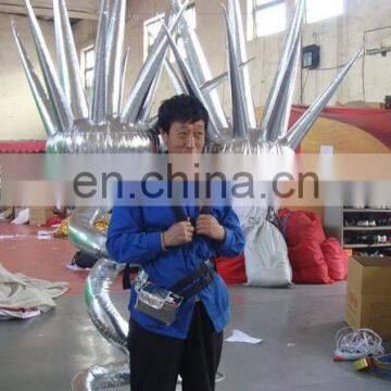 customized silver inflatable costume fan for stage decoration for festival