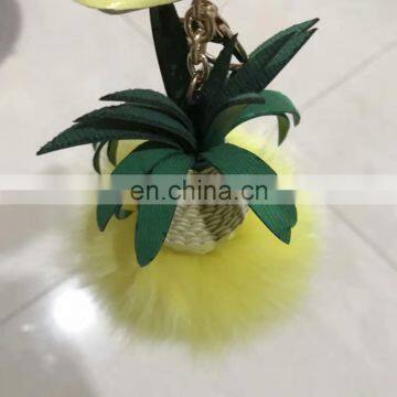 Hot Selling Christmas Gift Cute Pineapple Fur Key Chain Pom Pom Car Key Ring photo-4