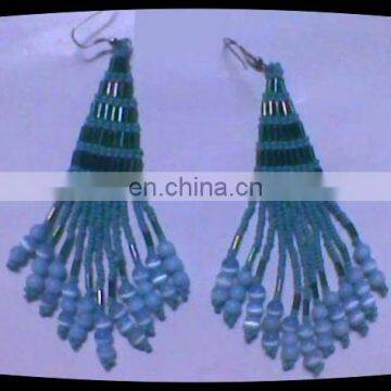 Beautiful Blue Hand Embroidered Earrings