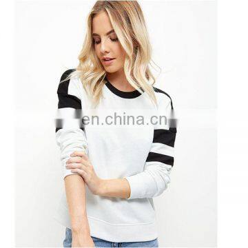 Fashion Design Autumn Clothes Stripe Print Sleeves Sport Plian T-shirt