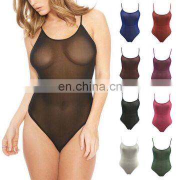 Mika72087 Women Ladies Mesh Romper Leotard Backless Stretch Summer Bodysuit Jumpsuits Factory Price