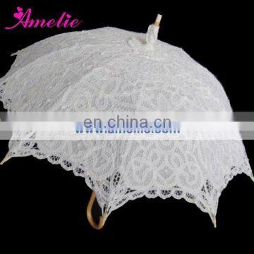 A0180-52cm Wooden Hook Hand White Color Lace Wedding Craft Umbrella