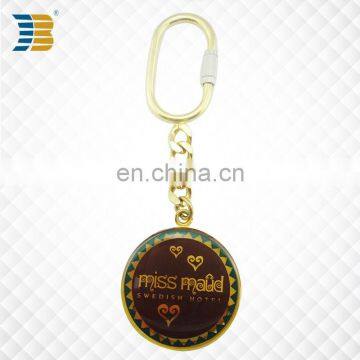 custom round metal gold plating keychain print with epoxy