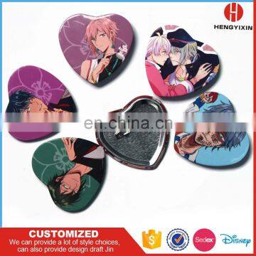 Wholesale customized handmade heart shape button badge