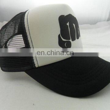 Black White Cotton Twill Washed Trucker Cap