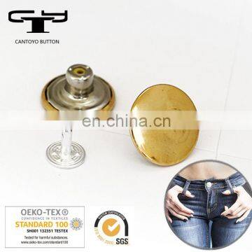 Gold plated shank button brass jeans button custom embossed vintage brass denim jeans buttons and rivets