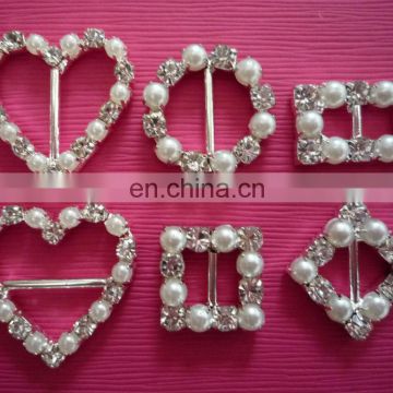 Heart Round Square Rectangle Diamante Pearl Ribbon Slider Rhinestone buckle