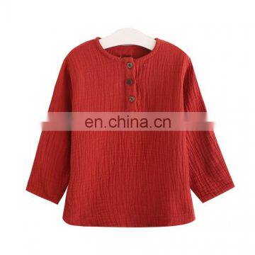 2018 Kids Clothes Long Sleeve Solid Color Spring Autumn Winter Linen Baby Boy T Shirt