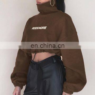 LAITE H2016 Autumn Women Sweatshirts Ladies High Collar Crop Top Sweatshirts Women Printed Clothing photo-3