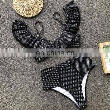 High Waist Bikini Set 2019 Dots Swimsuit Ruffle Swimwear Sexy Off Shoulder Swimming Suit