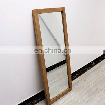 Customized Antique Brushed Wood Grain Frame Mirror For Washing Room