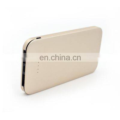 Oem logo print super thin metal power bank 8000mah golden oem color power portable charger