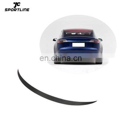 JCSportline Model 3 Carbon Wing Spoiler for Tesla Model 3 Long Range Sedan 4-Door 2017-2020