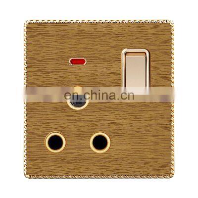 Type 86 South Africa Standard 3-Pin Wall Switched Socket With Led Light Thick Solid Wood Panel Sockets And Switch Electrical 15A