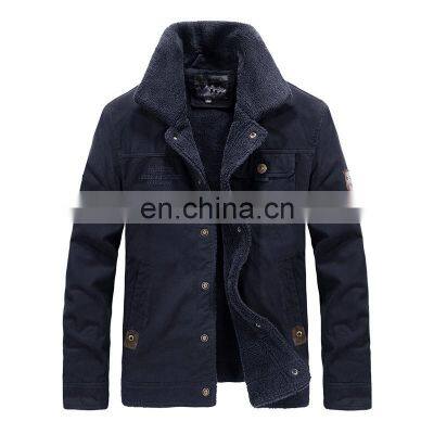 Wholesale custom men's winter plus velvet casual fashion jacket jacket men's cotton coat men's loose cashmere plus velvet jacket