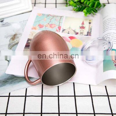 Rose Gold U-Shape 12oz Stainless Steel Coffee Cup With Handle photo-4