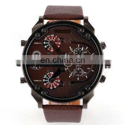 Oulm 3548 Leather Strap Men Quartz Watch Dual Movement Three Time Zone Cheap Price Analog Men Wristwatch