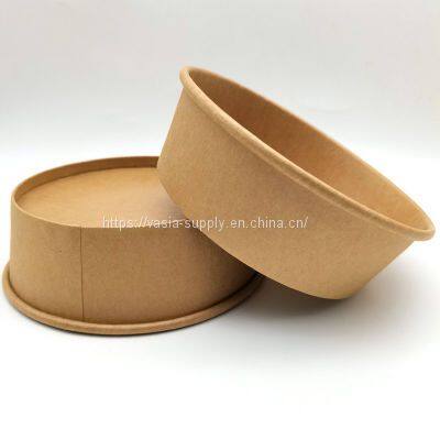 Custom disposable 600 ml Paper Salad Bowl Disposable with Lid