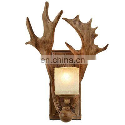 Vintage resin Deer Animal LED wall lamp restaurant coffee shop decorative wall light led gold antler wall lamp