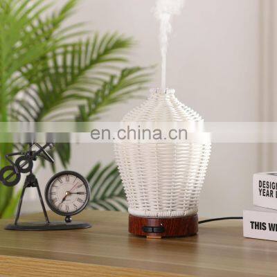 Ultrasonic Humidifier Aromatherapy Diffuser With Cool Mist Colour Changing Led Lights Wicker Aroma Diffuser Waterless Auto Off photo-3
